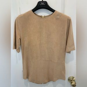 Balmain Pale Pink Suede Leather Top Size FR 38